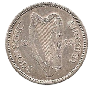 1 scilling 1928 irlande harpe