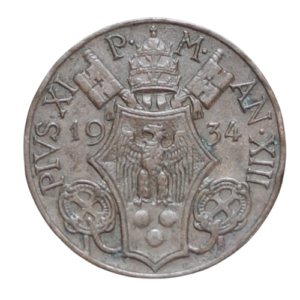 vatican et états pontificaux 10 centesimi frappe au nom de pie XI an XIII  saint paul 1934 rome