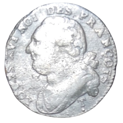12 denier dit au faisceau 1793 t. saumur métal de cloche louis XVI