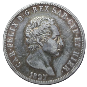 5 lires 1827 charles félix royaume de sardaigne gênes