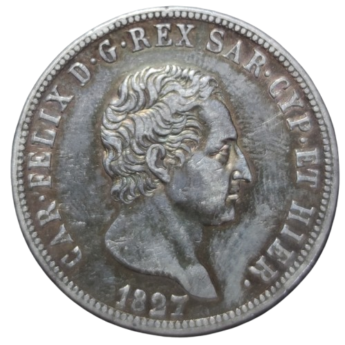 5 lires 1827 charles félix royaume de sardaigne gênes