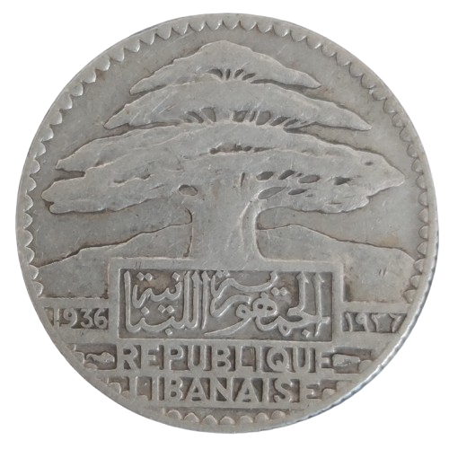 25 piastres cèdres du liban 1936 paris république libanaise (sous commission administrative française)