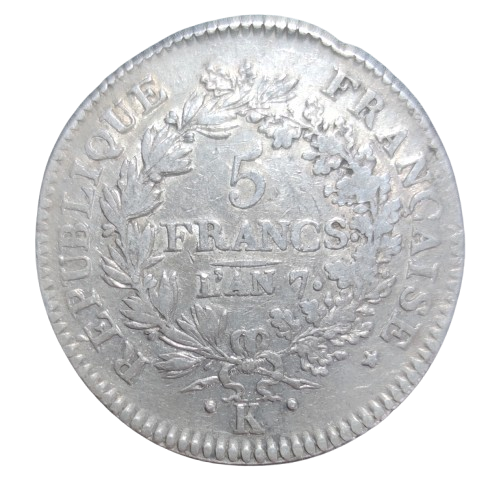 5 Francs an7k 1799 union et force bordeaux