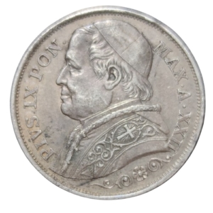 2 lire 1867 rome vatican pie IX