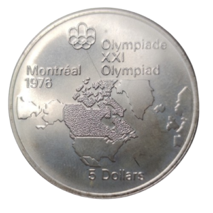 5 dollars 1973 canada carte de l&rsquo;amérique du nord JO montréal 1976