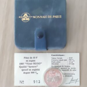 10 francs 1985 victor hugo (coffret be) argent
