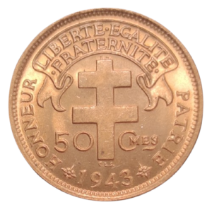 50 centimes 1943 aef cameroun prétoria