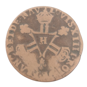 six denier 1710 la rochelle louis XIV